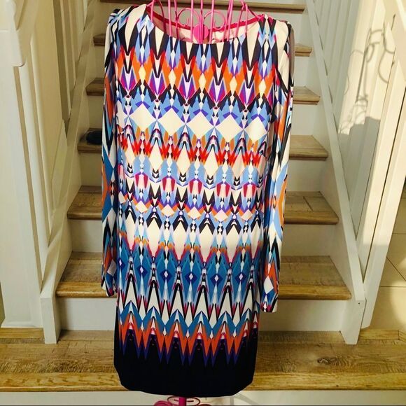 Vince Camuto colorful graphic pattern midi dress 8 - Picture 14 of 14